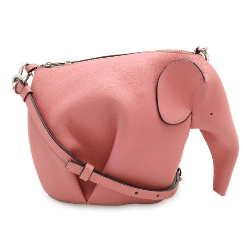 LOEWE Elephant Mini Animal Series Shoulder Bag Pouch Leather Pink Women's Auth