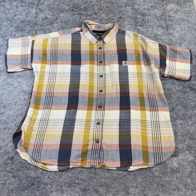 Carhartt Loose Fit Shirt Women's 1X Plaid Short Sleeve Button Up Casual Work