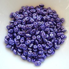 Miniduo 2x4mm Two hole beads 10 grams - Metalust Purple - Czech Glass