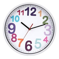 Wall Clock Silent Non Ticking Battery Operated Time Teaching Quartz 12 Inch