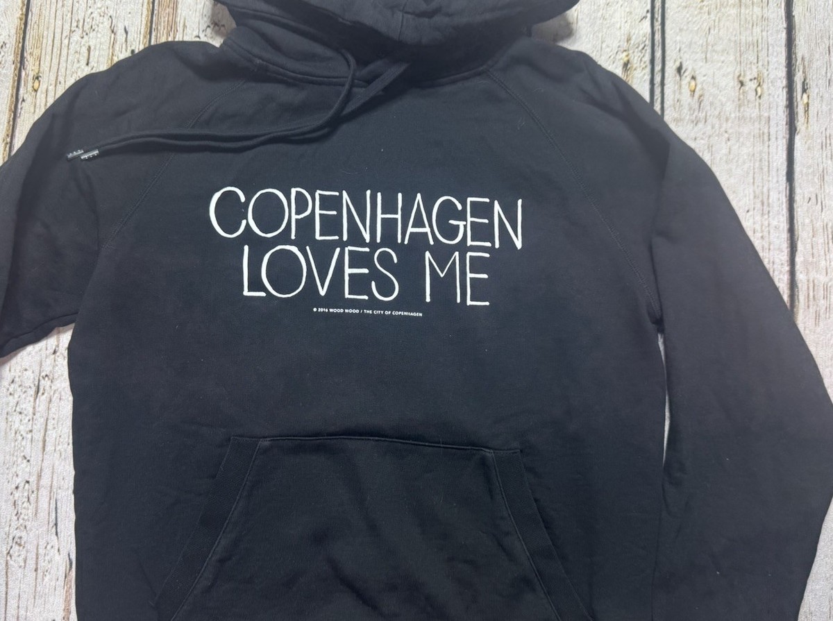 WOOD WOOD Copenhagen Loves Me Men's Hoodie Size Small 100% Organic Cotton View 2