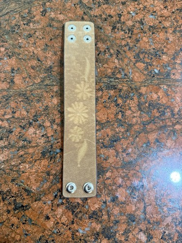 2” wide genuine leather embroidered band snap bracelet Black Boho floral new - Picture 2 of 7