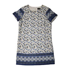 LULUS Woman Blue Floral Print Shift Dress Short Sleeve Knee Lenght Size S