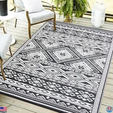 Waterproof 5x8 ft Reversible Outdoor Plastic Straw Rug for Patios & Camping