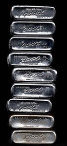 All 9 Full Size Original Zippos Years mid 1960's