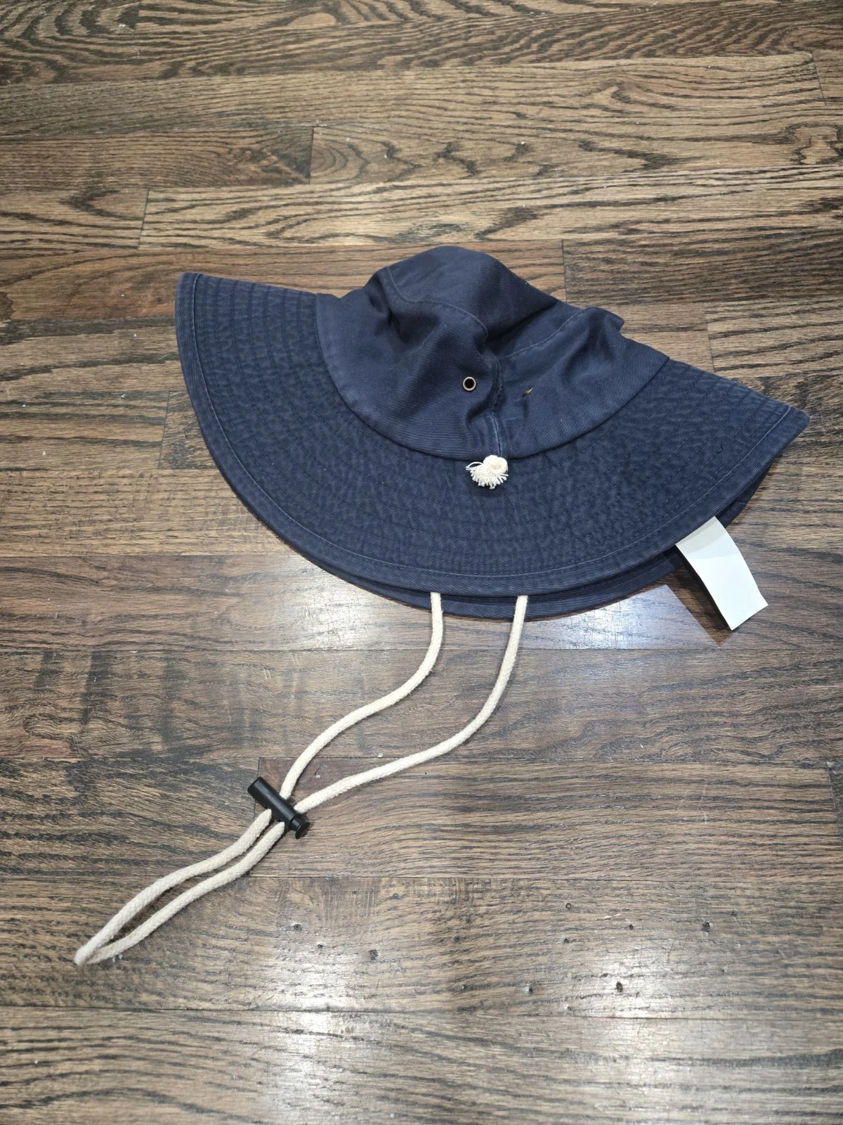 Gap Navy Blue Bucket Hat M/L Cotton Wide Brim Sun Hat Chin Strap Unisex Outdoor