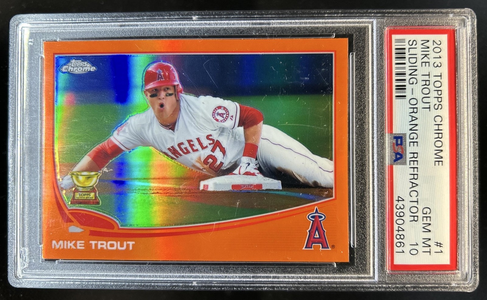 2013 Topps Chrome Mike Trout Orange Refractor #1 Angels PSA 10 GEM MINT view 1