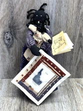 VTG Handmade Rag Doll+Baby African American Garnetta Sue 10” Folk Art Signed USA