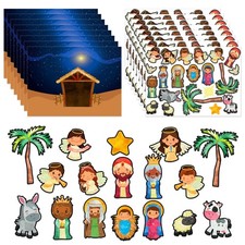 Christmas Nativity Craft Stickers - 24 Sheets Self-Adhesive Make a Nativity S...