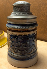 Vtg S.P. Gerz German .5L Beer Stein Cobalt Bl...