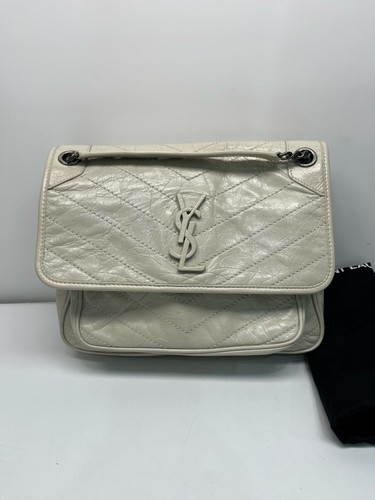 Authentic YSL Niki Medium Oil Wax Leather Shoulder Bag For Women