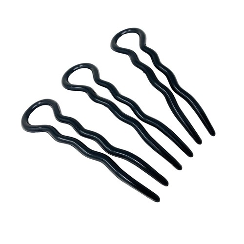Parcelona French Sleek 3 1/2" Celluloid Wavy U Shaped Hair Pins for Women(3 Pcs) - Picture 18 of 20