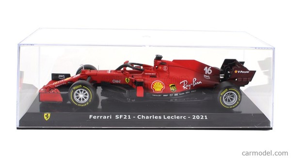 Statisches Modellauto Ferrari F1 SF21 2021 Charles Leclerc Mit Vitrine 1:24-image