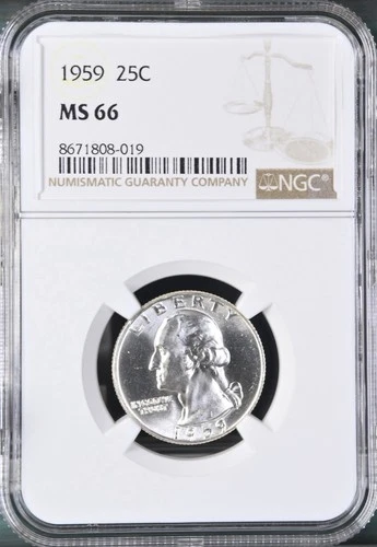 1959  25C Washington Quarter Dollar NGC MS66  8671808-019