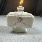 Vintage Westmoreland Paneled Grape Milk Glass Jewelry Wedding Box w Lid NOTE