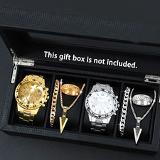 8-Piece Men's Stylish Quartz Watch Set with Accessories