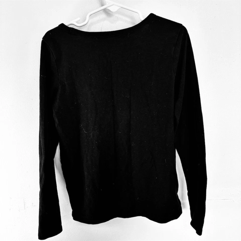 Gymboree Girls Black Long Sleeve Top with Pocket & Bow Size 7 - Image 2 of 3