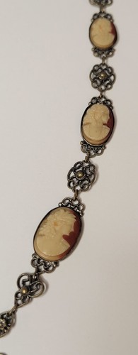 Collana cammeo cecoslovacco vintage 16" bellissimo stile vittoriano - Foto 19 di 20