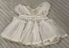 Vintage Handmade White Infant Blessing Dress Lace Ruffle Sheer Christening