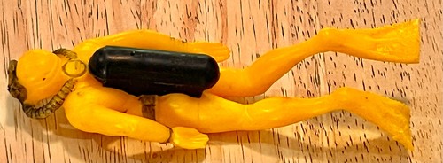 Vintage 1960s PLACO FLIPPY THE DIVER - Baking Soda Scuba Diver Toy With Tank
