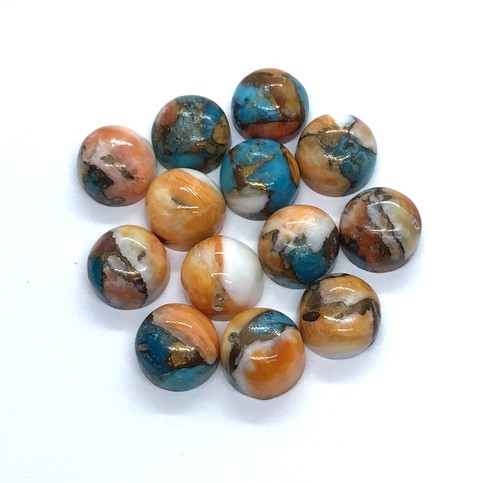 AAA Oyster Copper Turquoise Round Flat Back Loose Gemstone For Assorted Jewelry - Picture 16 of 19