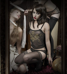 Agent Provocateur erotic skull X bones briefs L black gold new vinatge