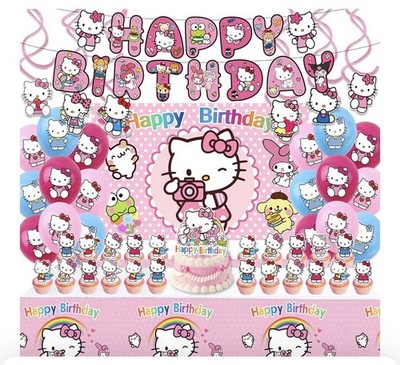 Hello Kitty & Friends Birthday Party Supplies Set Banner Balloons Cake Top Decor