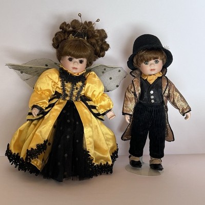 Queen Bee Beauty & Sir Stink Bug Ball Marie Osmond Dolls Porcelain 9''