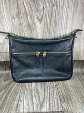 Fossil Black Leather Bag Pebbled Cowhide Soft Purse Zipper No Strap