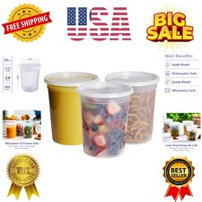 - 24 Count Plastic Deli Containers with Lids - Disposable Food Storage Contai...