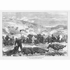 RUSSO-TURKISH WAR In the Trenches Before Plevna - Antique Print 1877