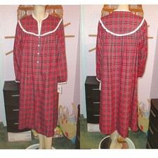 Lanz of Salzburg Flannel Nightgown Size M Eyelet Mid Calf Cabincore Granny NWT