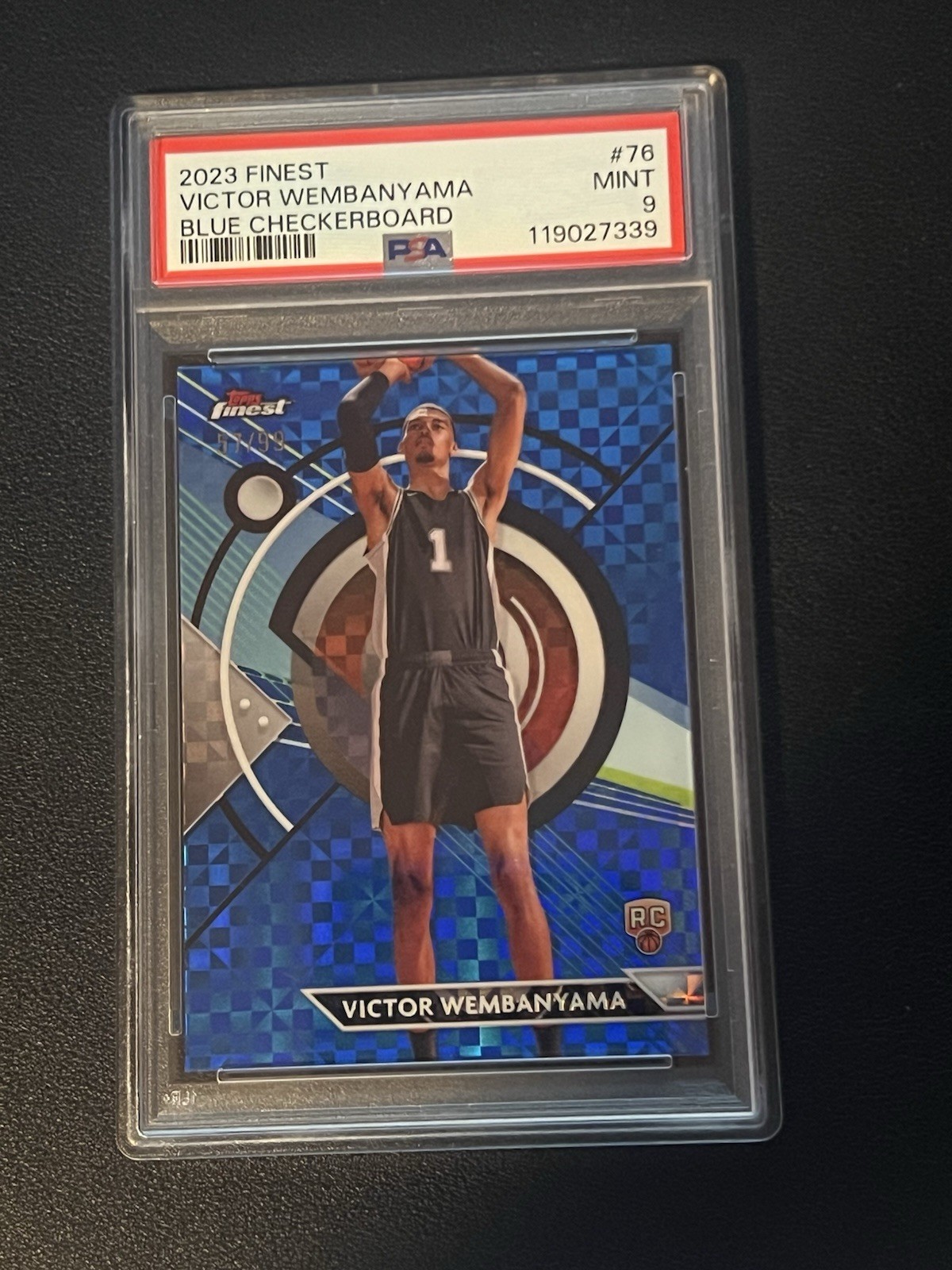 2023-24 Topps Finest - Victor Wembanyama #76 Blue Checkerboard Refractor /99 RC