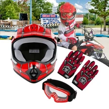 DOT Helmet Youth Kids Child Motorcycle Full Face Offroad Dirt Bike ATV S M L XL