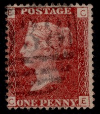 GB QV SG43, 1d rose-red PLATE 122, USED. CE