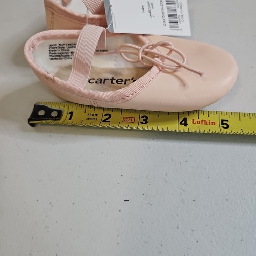 NEW NWT Carter's Ballet Flat Shoes Infant Girl Pink Elastic Bow Baby Size 7 - Picture 6 of 6
