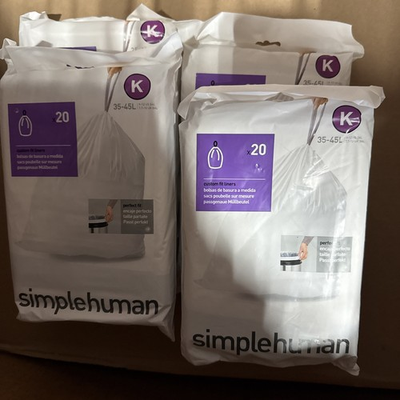 #ad Lot Of 4 Simple Human 35 45L. Size K White Trash Bags 4 Packs of 20 = 80 Bags $25.00