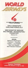 World Airways timetable 1983/01/15