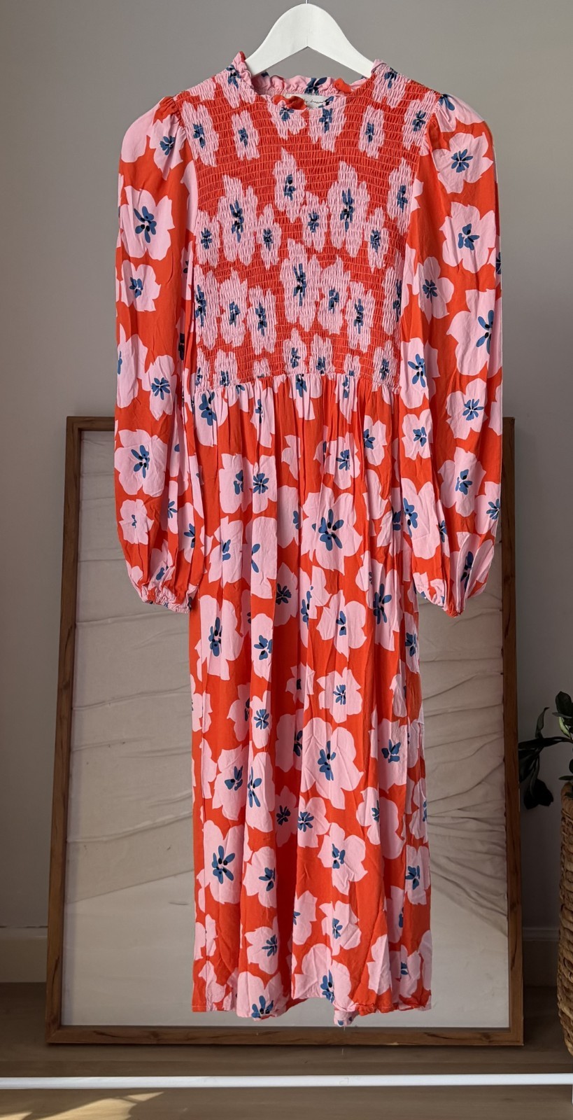 Women's NEVER FULLY DRESSED Swedish Floral Midi Dress Orange Blue White Size 4