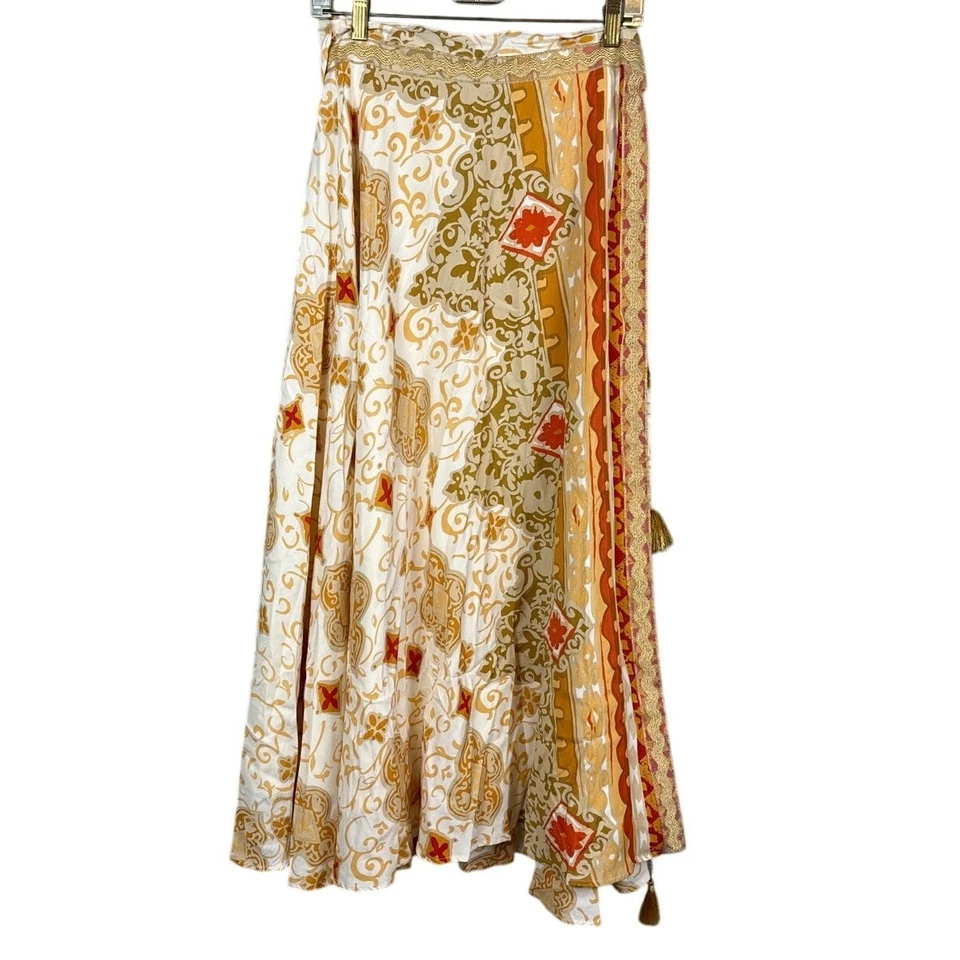 Maxi Falda Suave Surroundings Rayón Envoltura Completa Corbata Cintura Bohemia Marroquí Talla L  Foto 2 de 4