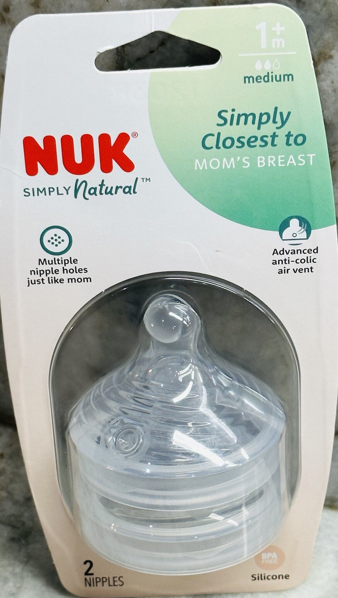 NUK Simply Natural Baby Bottle Nipples Month Medium Flow BPA