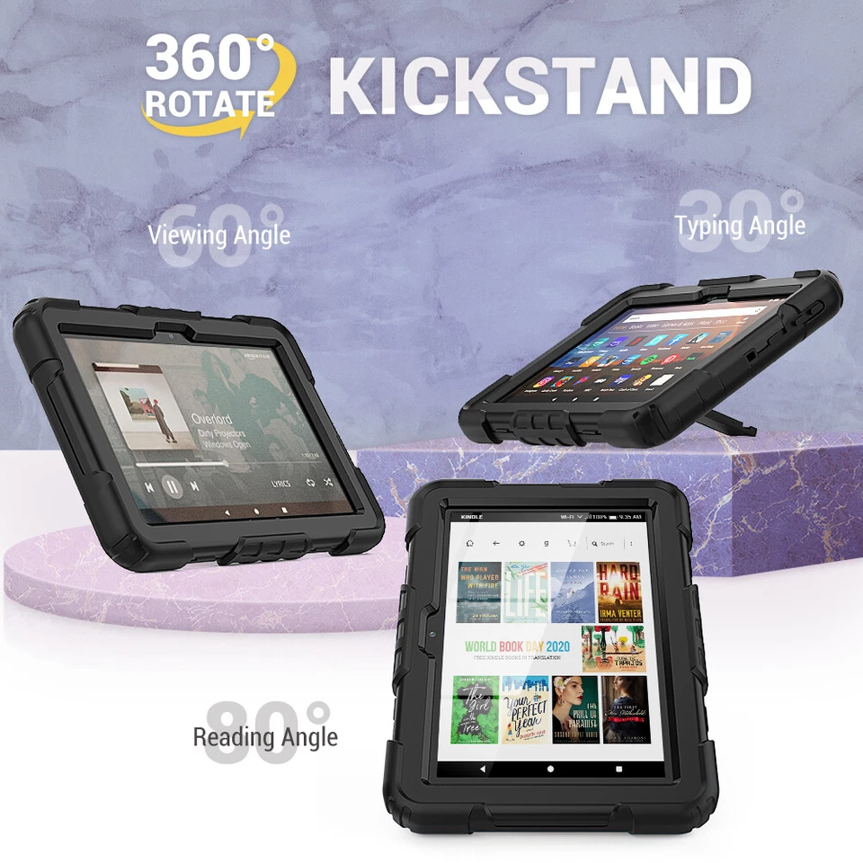 For Amazon Fire HD8 2020 10th Gen Heavy Duty Rotated Case with Screen Protector - Image 2 of 4