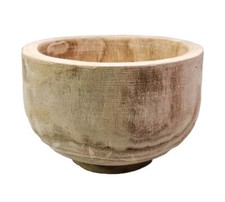 Serene 11"D Paulownia Wood Handmade Wooden Round Decorative Bowl Fruit Basket