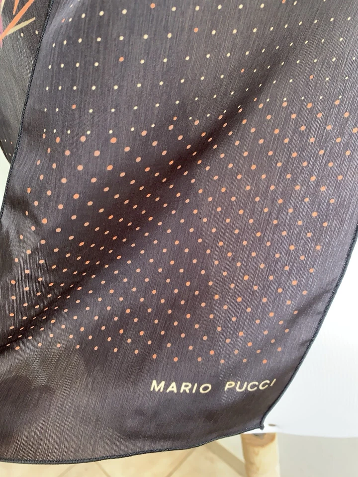 MARIO PUCCI LUNARES NEGRO RECTÁNGULO Bufanda de seda 54/7 pulgadas #A3 Foto 2 de 2