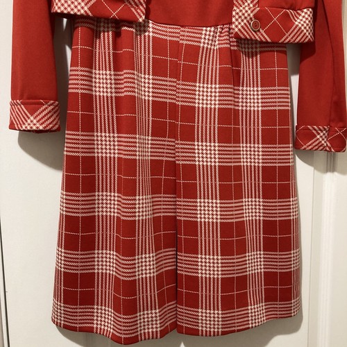 Vintage Damen Kleid und Jacke Set rot und weiß Maße auf Fotos - Bild 4 von 17