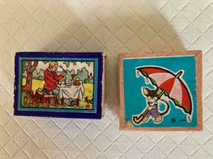 2 Vintage Mini Block Puzzle Cobes in Boxes. West Germany, Japan