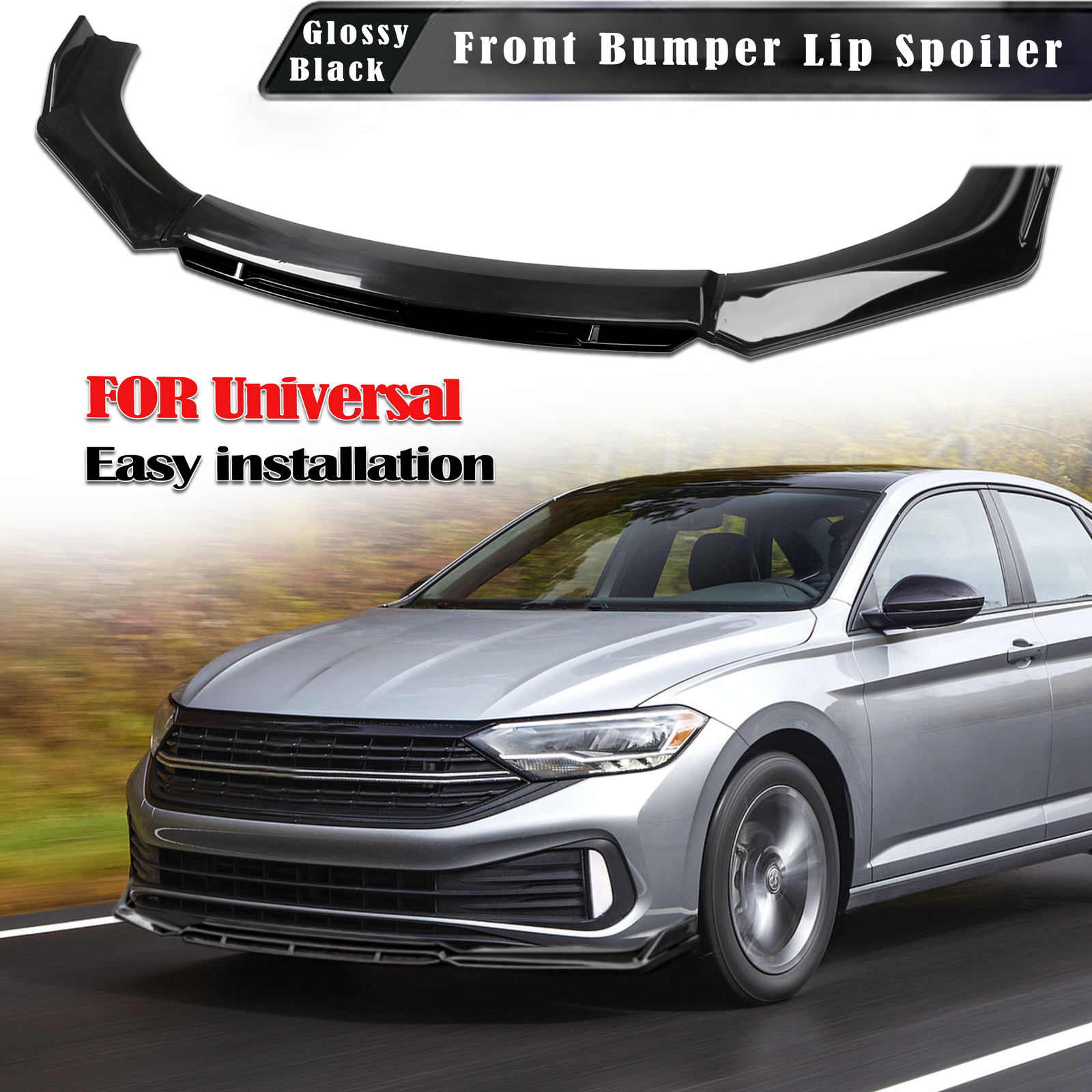 For Volkswagen Jetta Glossy Black Front Bumper Lip Spoiler Splitters Body Kit