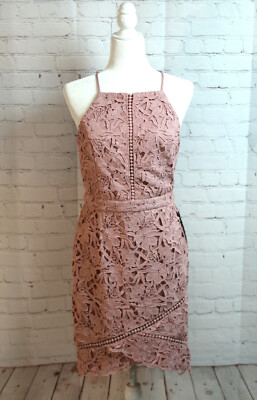 A ~ NWT Adelyn Rae Crochet Lace Dress Sleeveless Spaghetti Strap Nude Pink  Sz M | eBay