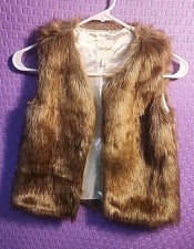 Cat & Gack Faux Fur Vest Brown Autumn Winter Warm Comfy Fluffy Size L