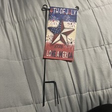 PATRIOTIC FOURTH OF JULY MINI GARDEN FLAG AND STAKE